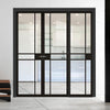 Room Divider - Greenwich Black Clear Glass Prefinished Double Doors with Single Side