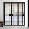 ThruEasi Room Divider - Greenwich Black Clear Glass Prefinished Double Doors with Single Side