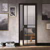 Greenwich Black Primed Single Evokit Pocket Door - Clear Glass