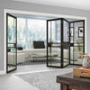 Four Folding Doors & Frame Kit - Greenwich 3+1 - Clear Glass - Black Primed