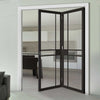 Two Folding Doors & Frame Kit - Greenwich 2+0 - Clear Glass - Black Primed