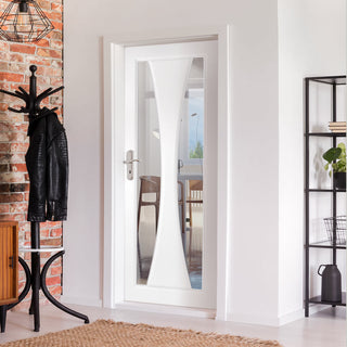 Image: Gretna Lightly Grained Internal PVC Door - Clear Glass