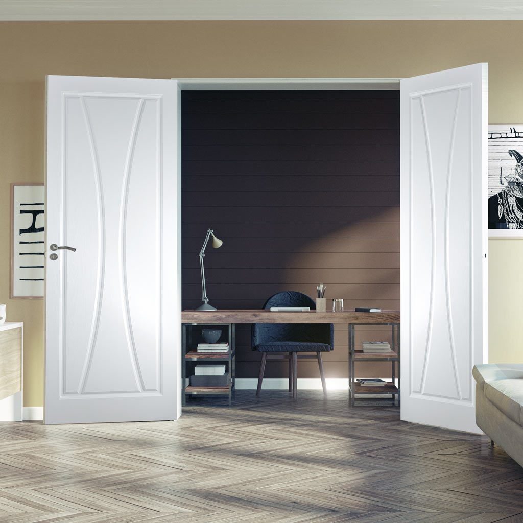 Gretna Lightly Grained Internal PVC Panel Door Pair