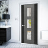 Bespoke Fire Door - Flush Dark Grey Panel - American Light Grey Ash Veneer - 30 Minute Fire Rated - Clear Glass - 11 - Prefinished