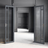 Handmade Eco-Urban Suburban 4 Pane Door Pair DD6411SG Frosted Glass - Dark Grey Premium Primed