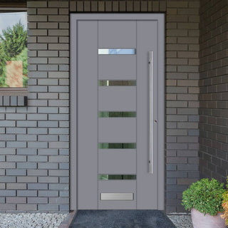 Image: External ThruSafe Aluminium Front Door - 1717 CNC Grooves - 7 Colour Options