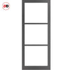 Handmade Eco-Urban Manchester 3 Pane Solid Wood Internal Door UK Made DD6306SG - Frosted Glass - Eco-Urban® Stormy Grey Premium Primed
