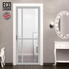 Marfa 4 Pane Solid Wood Internal Door UK Made DD6313G - Clear Glass - Eco-Urban® Mist Grey Premium Primed