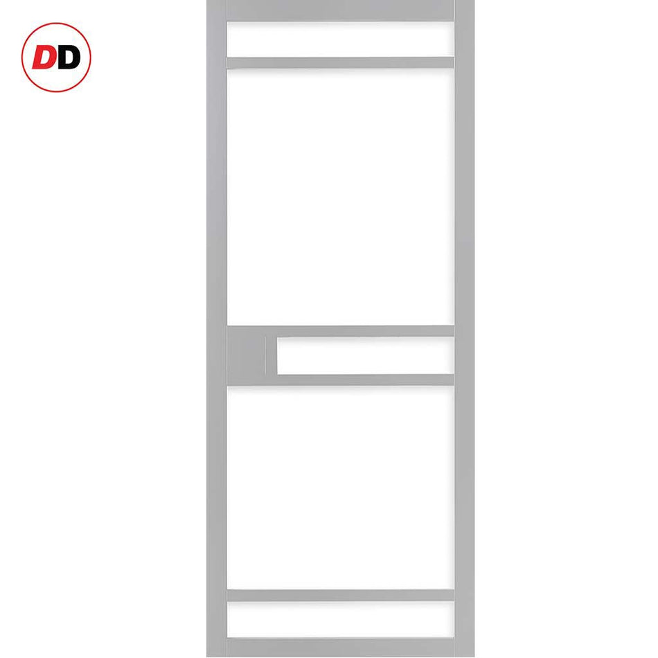 Sheffield 5 Pane Solid Wood Internal Door UK Made DD6312G - Clear Glass - Eco-Urban® Mist Grey Premium Primed
