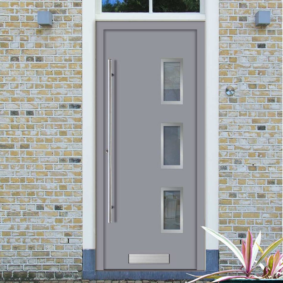 External ThruSafe Aluminium Front Door - 1364 Stainless Steel - 7 Colour Options