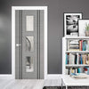 Bespoke Fire Door - Flush Dark Grey Inlay - American Light Grey Ash Veneer - 30 Minute Fire Rated - Clear Glass - 11 - Prefinished