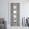 Bespoke Fire Door - Flush Dark Grey Inlay - American Light Grey Ash Veneer - 30 Minute Fire Rated - Clear Glass - 09 - Prefinished