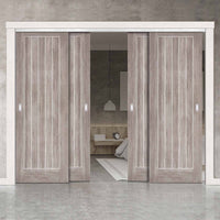 Four Sliding Doors and Frame Kit - Laminate Mexicano Light Grey Door - Prefinished