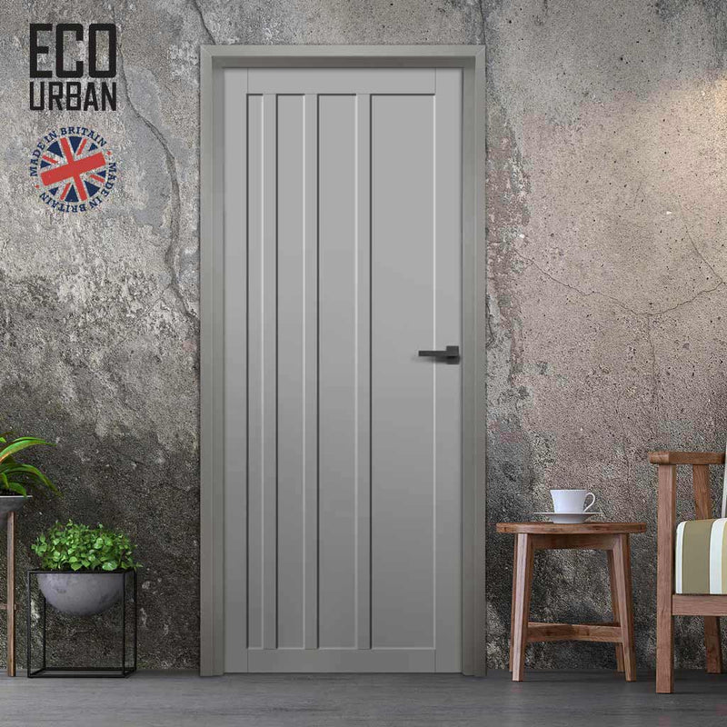 Malmo 4 Panel Solid Wood Internal Door UK Made DD6401 - Eco-Urban® Mist Grey Premium Primed