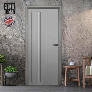 Image: Malmo 4 Panel Solid Wood Internal Door UK Made DD6401 - Eco-Urban® Mist Grey Premium Primed