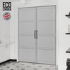 Brooklyn 4 Panel Solid Wood Internal Door Pair UK Made DD6307 - Eco-Urban® Mist Grey Premium Primed