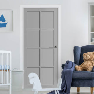 Image: Perth 8 Panel Solid Wood Internal Door UK Made DD6318 - Eco-Urban® Mist Grey Premium Primed
