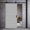 Top Mounted Black Sliding Track & Solid Wood Door - Eco-Urban® Stockholm 6 Panel Solid Wood Door DD6407 - Mist Grey Premium Primed