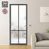 Handmade Eco-Urban Bronx 4 Pane Solid Wood Internal Door UK Made DD6315SG - Frosted Glass - Eco-Urban® Stormy Grey Premium Primed