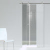 Single Glass Sliding Door - Solaris Tubular Stainless Steel Sliding Track & Gifford 8mm Clear Glass - Obscure Printed Design