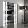 Gifford 8mm Obscure Glass - Clear Printed Design - Double Absolute Pocket Door