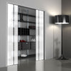 Gifford 8mm Obscure Glass - Clear Printed Design - Double Evokit Pocket Door