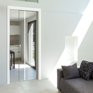 Image: Gifford 8mm Clear Glass - Obscure Printed Design - Single Evokit Glass Pocket Door