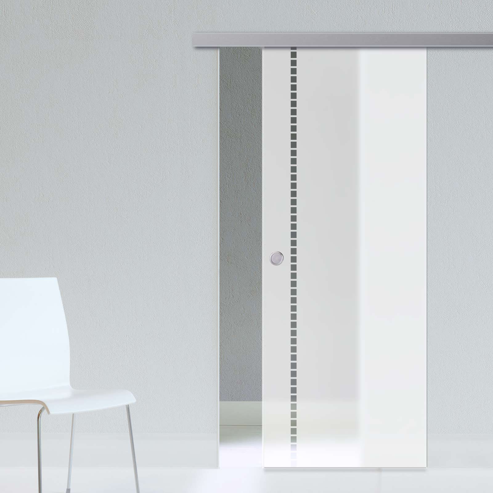 Single Glass Sliding Door - Gifford 8mm Obscure Glass - Clear Printed Design - Planeo 60 Pro Kit