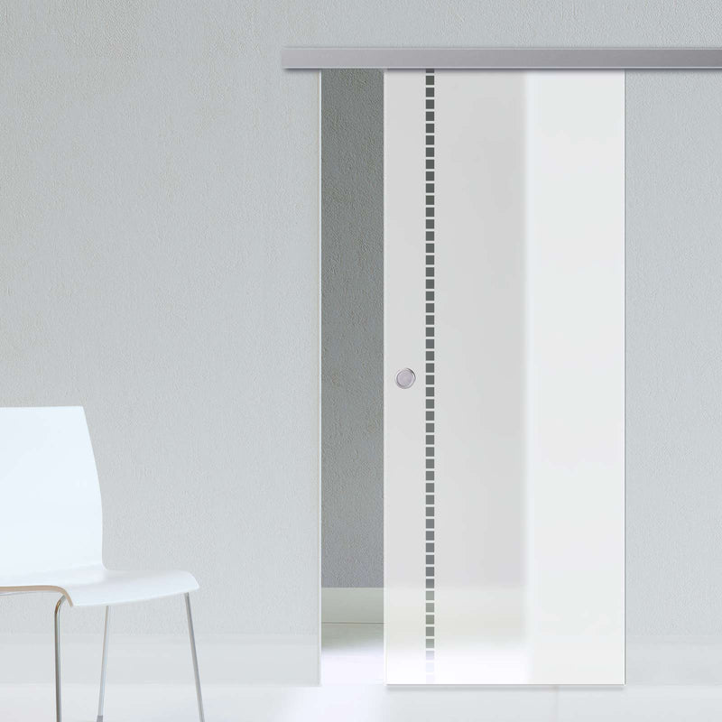 Single Glass Sliding Door - Gifford 8mm Obscure Glass - Clear Printed Design - Planeo 60 Pro Kit