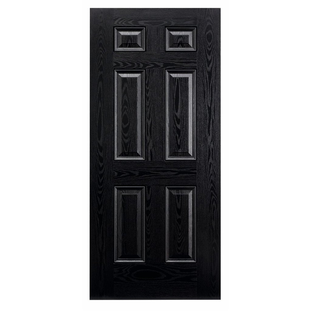 GRP Black & White Colonial 6 Panel Composite Door - Leaded Single Sidelight