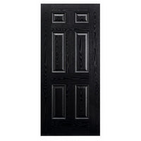 GRP Black & White Colonial 6 Panel Composite Door - Two Leaded Sidelights