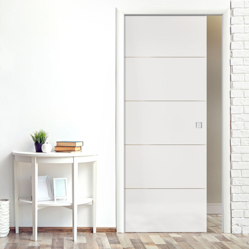 Gullane 8mm Obscure Glass - Clear Printed Design - Single Evokit Glass Pocket Door