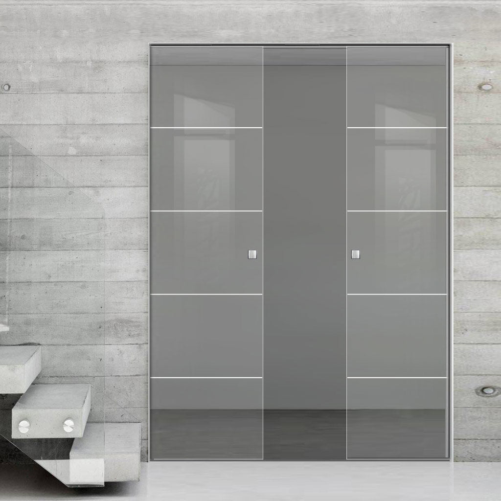 Gullane 8mm Clear Glass - Obscure Printed Design - Double Absolute Pocket Door