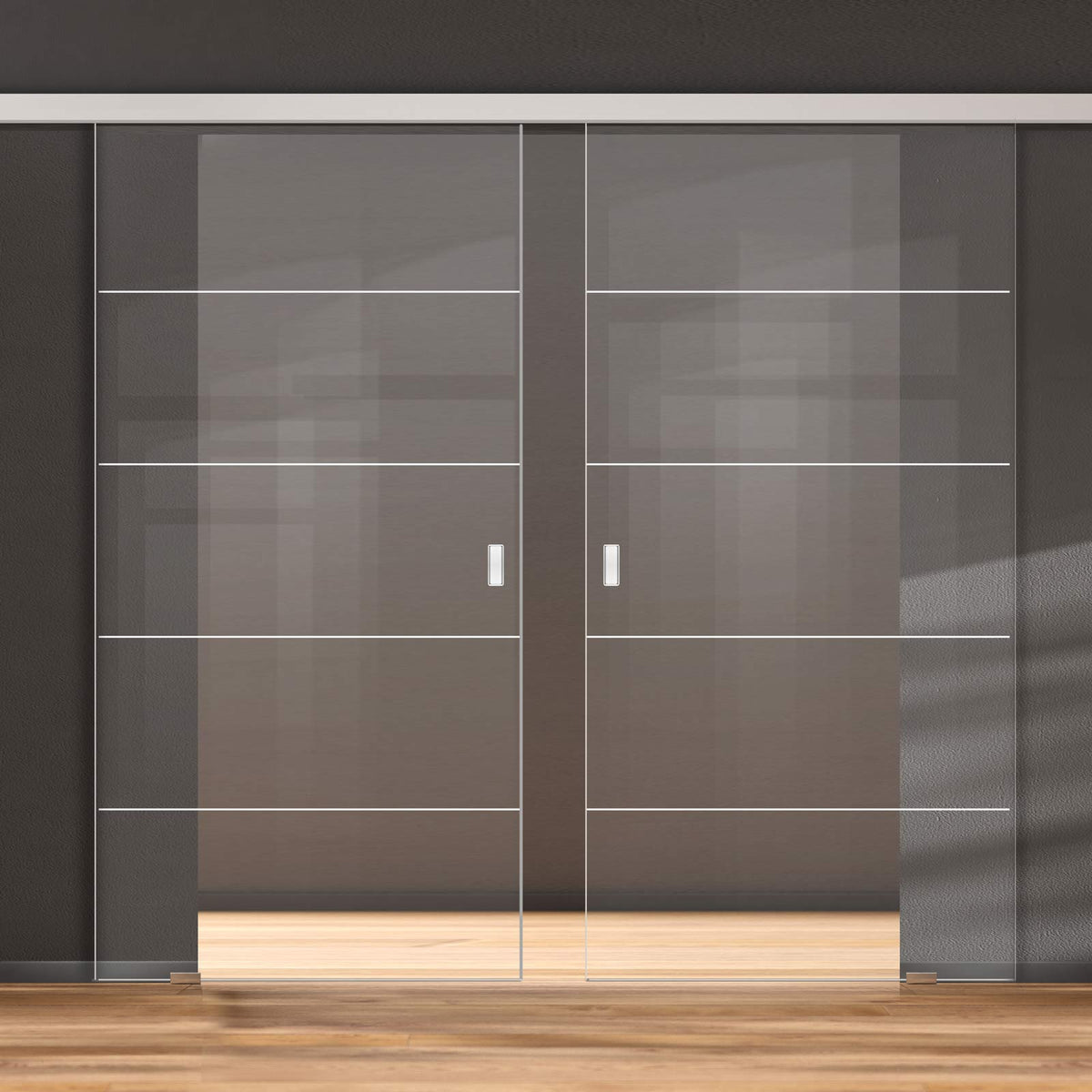Double Glass Sliding Door - Gullane 8mm Clear Glass - Obscure Printed Design - Planeo 60 Pro Kit
