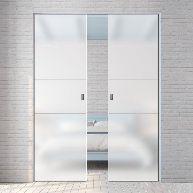 Gullane 8mm Obscure Glass - Obscure Printed Design - Double Absolute Pocket Door