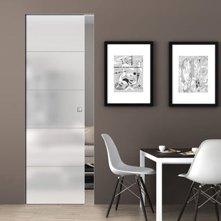 Image: Gullane 8mm Obscure Glass - Obscure Printed Design - Single Absolute Pocket Door