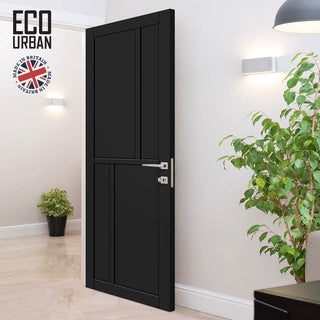 Image: Hampton 4 Panel Solid Wood Internal Door UK Made DD6413 - Eco-Urban® Shadow Black Premium Primed