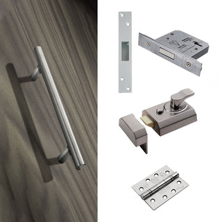 Image: External 1800mm T Bar Pull Front Door Handle Pack - Satin Stainless Steel