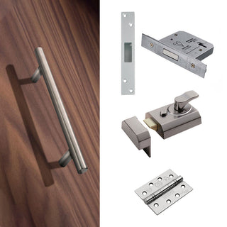 Image: External 325mm T Bar Pull Front Door Handle Pack - Satin Stainless Steel