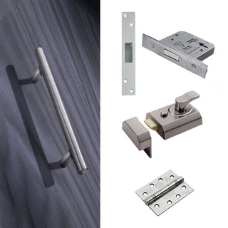 Image: External 400mm T Bar Pull Front Door Handle Pack - Satin Stainless Steel