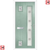 Cottage Style Hansa 3 Composite Front Door Set with Hnd Ellie Glass - Shown in Chartwell Green