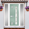 Cottage Style Hansa 3 Composite Front Door Set with Double Side Screen - Hnd Ellie Glass - Shown in Chartwell Green