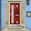 Cottage Style Hansa 3 Composite Front Door Set with Hnd Linear Glass - Shown in Red