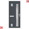 Cottage Style Hansa 3 Composite Front Door Set with Hnd Ice Edge Glass - Shown in Slate Grey