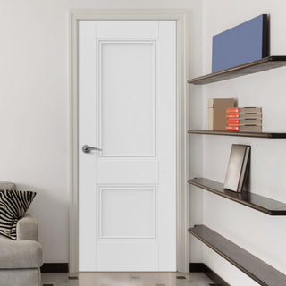 Image: J B Kind White Classic Hardwick Panel Primed Fire Door - 1/2 Hour Fire Rated