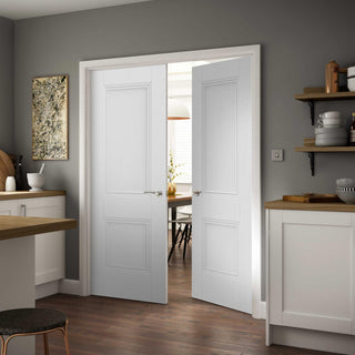 Image: J B Kind White Classic Hardwick Panel Primed Door Pair