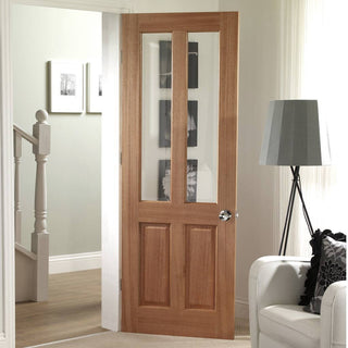Image: Oak interior door with elegant bevelled glass