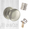 Three Pack Harrogate Mushroom Old English Mortice Knob - Satin Nickel