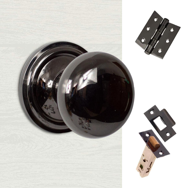 Harrogate Mushroom Old English Mortice Knob Black Nickel Combo Handle Pack