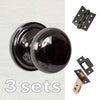 Three Pack Harrogate Mushroom Old English Mortice Knob Black Nickel Combo Handle Pack